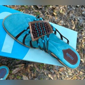 Nicole Fiasco Teal and Brown Sandals